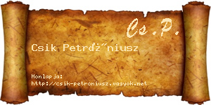 Csik Petróniusz névjegykártya